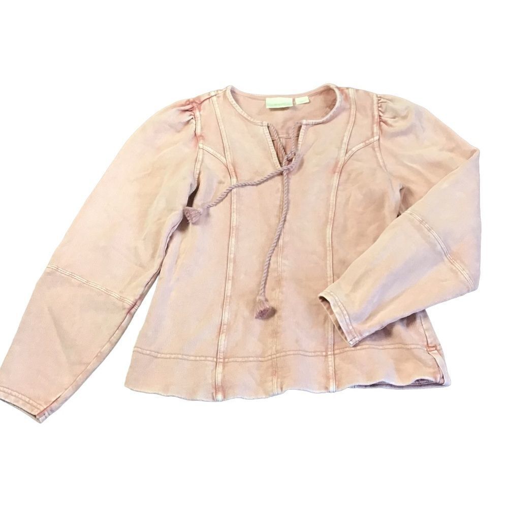 Maeve by Anthropologie Jeanne Puff-Sleeved Washed French Terry Pullover